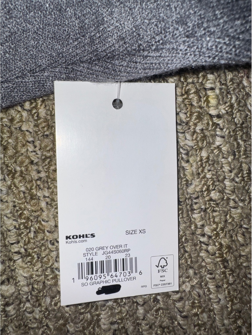 Women’s SO Clothing grey “over it” crewneck sweatshirt Size XS new with tags - Picture 3 of 3